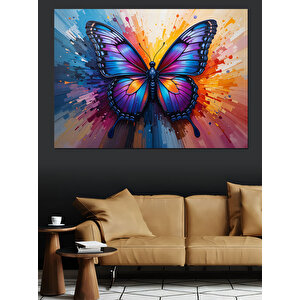 Fırça Kanatlı Kelebek Dekoratif Kanvas - Mdf Ahşap Tablo 35x50 cm