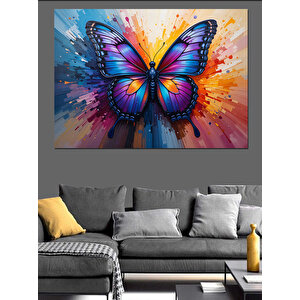 Fırça Kanatlı Kelebek Dekoratif Kanvas - Mdf Ahşap Tablo 50x70 cm
