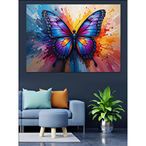 Fırça Kanatlı Kelebek Dekoratif Kanvas - Mdf Ahşap Tablo 50x70 cm