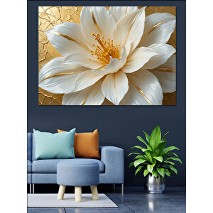 Beyaz Lotus Çiçeği İllüstrasyonu Dekoratif Kanvas - Mdf Ahşap Tablo