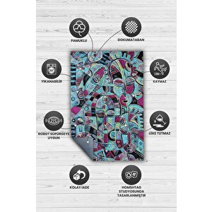 Homshtag Maskeli Kabile Geometrik Salon Halısı Etnik Desenli Halı Yeşil Renkli Oturma Odası Halısı