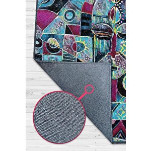 Maskeli Kabile Geometrik Salon Halısı Etnik Desenli Halı Yeşil Renkli Oturma Odası Halısı 120x180 cm