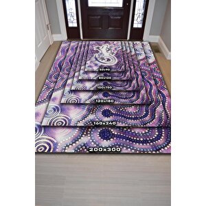 Homshtag Kertenkele Temalı Modern Salon Halısı Etnik Desenli Halı Çok Renkli Oturma Odası Halısı