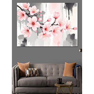 Pembe Kiraz Çiçekleri Dekoratif Kanvas - Mdf Ahşap Tablo 70x100 cm