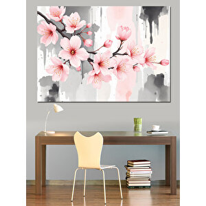 Pembe Kiraz Çiçekleri Dekoratif Kanvas - Mdf Ahşap Tablo 70x100 cm