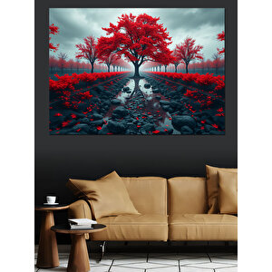 Çiçek Dolu Dallı Manolya Dekoratif Kanvas - Mdf Ahşap Tablo 70x100 cm