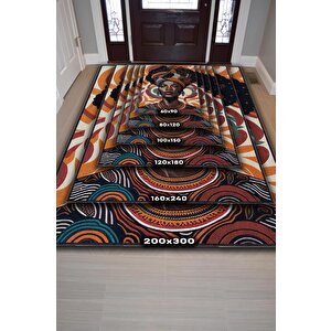Homshtag Afrikalı Kadın,renkli Dekoratif Etnik Halı,kadın Figürlü Renkli Sanat Odası Halısı,afrika Desensi Turuncu Halı