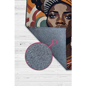 Homshtag Afrikalı Kadın,renkli Dekoratif Etnik Halı,kadın Figürlü Renkli Sanat Odası Halısı,afrika Desensi Turuncu Halı