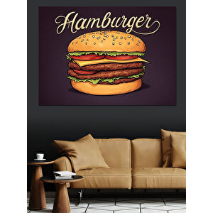 Retro Hamburger İllüstrasyonu Dekoratif Kanvas - Mdf Ahşap Tablo 25x35 cm