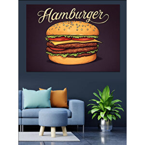 Retro Hamburger İllüstrasyonu Dekoratif Kanvas - Mdf Ahşap Tablo 25x35 cm