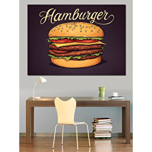 Retro Hamburger İllüstrasyonu Dekoratif Kanvas - Mdf Ahşap Tablo