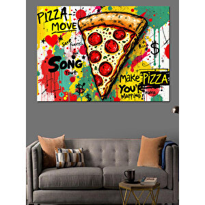 Graffiti Tarzı Pizza Sanatı Dekoratif Kanvas - Mdf Ahşap Tablo 70x100 cm
