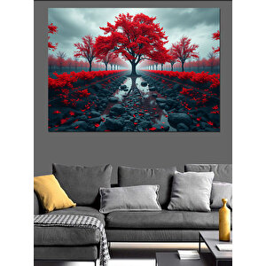 Çiçek Dolu Dallı Manolya Dekoratif Kanvas - Mdf Ahşap Tablo 100x140 cm