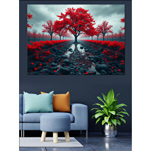 Çiçek Dolu Dallı Manolya Dekoratif Kanvas - Mdf Ahşap Tablo 100x140 cm