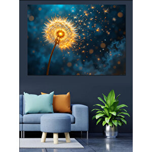 Parlayan Sarı Karahindiba Çiçeği Dekoratif Kanvas - Mdf Ahşap Tablo 100x140 cm