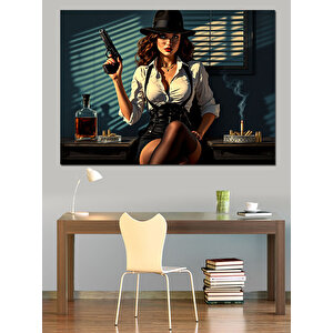 Klasik Film Dedektifi Dekoratif Kanvas - Mdf Ahşap Tablo 50x70 cm