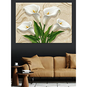 Beyaz Zambak Çiçek Kompozisyonu Dekoratif Kanvas - Mdf Ahşap Tablo 100x140 cm