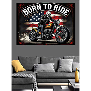 Born To Ride Motosikletçi Dekoratif Kanvas - Mdf Ahşap Tablo 25x35 cm