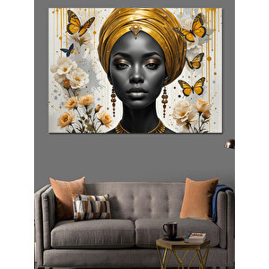 Kelebek Taçlı Kadın Dekoratif Kanvas - Mdf Ahşap Tablo 35x50 cm