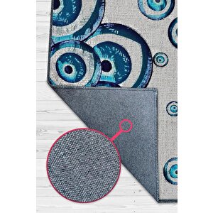 Nazar Köpükleri Minimal Salon Halısı Nazar Boncuklu Desenli Halı Renkli Oturma Odası Halısı 200x300 cm