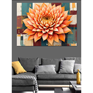 Sanatsal Lotus Çiçeği Dekoratif Kanvas - Mdf Ahşap Tablo 100x140 cm