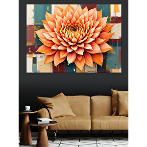 Sanatsal Lotus Çiçeği Dekoratif Kanvas - Mdf Ahşap Tablo 100x140 cm
