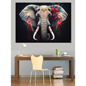 Sanatsal Fil Portresi Dekoratif Kanvas - Mdf Ahşap Tablo 100x140 cm