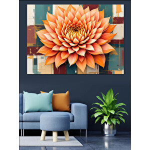 Sanatsal Lotus Çiçeği Dekoratif Kanvas - Mdf Ahşap Tablo