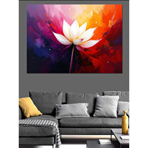 Renk Patlamalı Lotus Çiçeği Dekoratif Kanvas - Mdf Ahşap Tablo 25x35 cm
