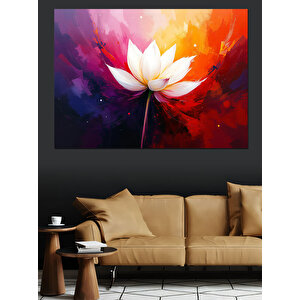 Renk Patlamalı Lotus Çiçeği Dekoratif Kanvas - Mdf Ahşap Tablo 25x35 cm