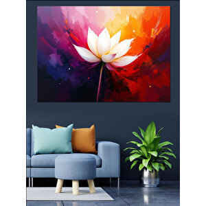 Renk Patlamalı Lotus Çiçeği Dekoratif Kanvas - Mdf Ahşap Tablo 25x35 cm