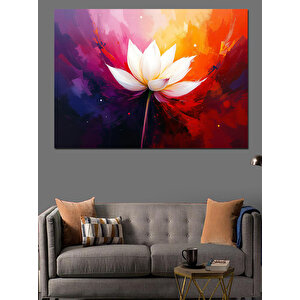 Renk Patlamalı Lotus Çiçeği Dekoratif Kanvas - Mdf Ahşap Tablo