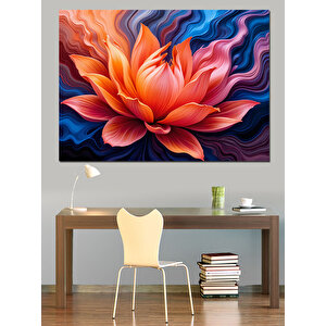 Parlayan Lotus Çiçeği Dekoratif Kanvas - Mdf Ahşap Tablo 70x100 cm