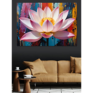 Su Üstünde Lotus Çiçeği Dekoratif Kanvas - Mdf Ahşap Tablo 25x35 cm