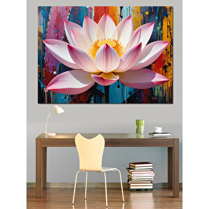 Su Üstünde Lotus Çiçeği Dekoratif Kanvas - Mdf Ahşap Tablo 35x50 cm