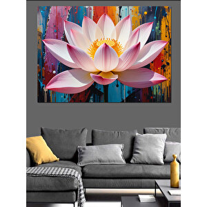 Su Üstünde Lotus Çiçeği Dekoratif Kanvas - Mdf Ahşap Tablo 35x50 cm