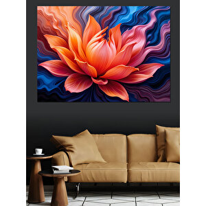 Parlayan Lotus Çiçeği Dekoratif Kanvas - Mdf Ahşap Tablo 50x70 cm