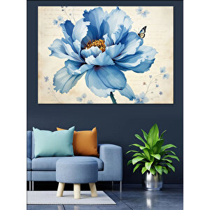 Mavi Lotus Çiçeği Sanatı Dekoratif Kanvas - Mdf Ahşap Tablo 35x50 cm