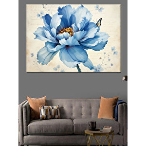 Mavi Lotus Çiçeği Sanatı Dekoratif Kanvas - Mdf Ahşap Tablo 35x50 cm