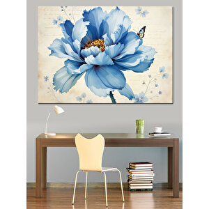 Mavi Lotus Çiçeği Sanatı Dekoratif Kanvas - Mdf Ahşap Tablo 35x50 cm