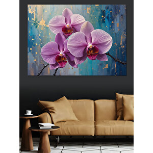 Pembe Orkide Çiçekleri Dekoratif Kanvas - Mdf Ahşap Tablo 70x100 cm
