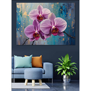 Pembe Orkide Çiçekleri Dekoratif Kanvas - Mdf Ahşap Tablo 70x100 cm