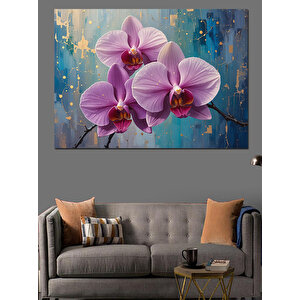 Pembe Orkide Çiçekleri Dekoratif Kanvas - Mdf Ahşap Tablo 70x100 cm