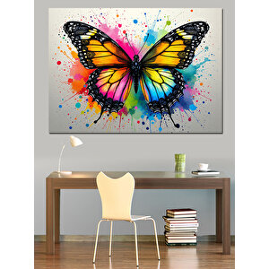 Renk Patlamalı Kelebek Dekoratif Kanvas - Mdf Ahşap Tablo 50x70 cm