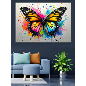 Renk Patlamalı Kelebek Dekoratif Kanvas - Mdf Ahşap Tablo 70x100 cm