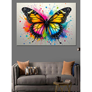 Renk Patlamalı Kelebek Dekoratif Kanvas - Mdf Ahşap Tablo 70x100 cm