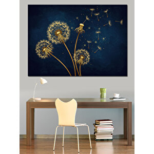Altın Parlayan Karahindiba Çiçekleri Dekoratif Kanvas - Mdf Ahşap Tablo 25x35 cm