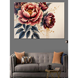 Pembe Detaylı Çiçek Sanatı Dekoratif Kanvas - Mdf Ahşap Tablo 70x100 cm