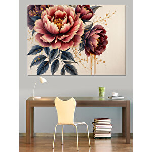 Pembe Detaylı Çiçek Sanatı Dekoratif Kanvas - Mdf Ahşap Tablo 70x100 cm