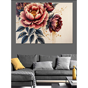 Pembe Detaylı Çiçek Sanatı Dekoratif Kanvas - Mdf Ahşap Tablo 70x100 cm